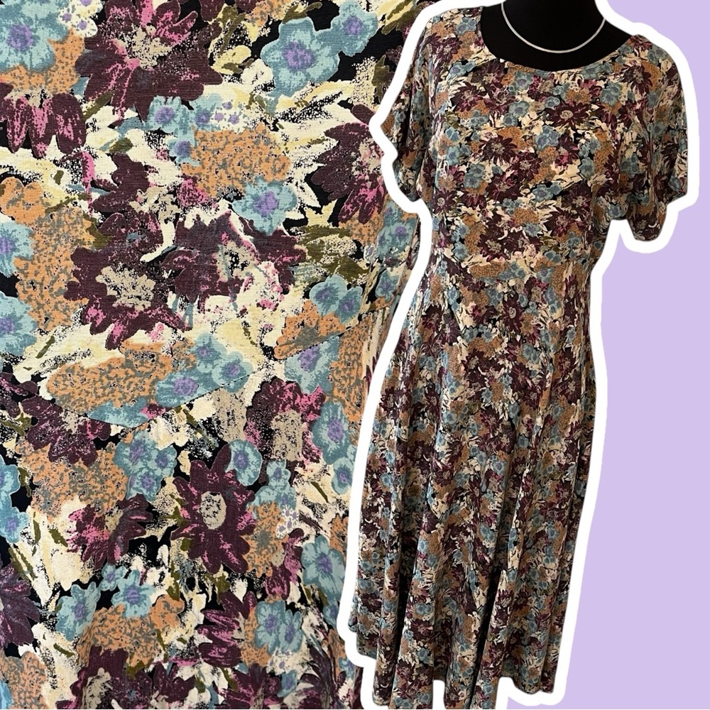Vintage 90s floral short sleeve maxi dress S